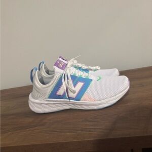 New Balance White and Purple Sneakers